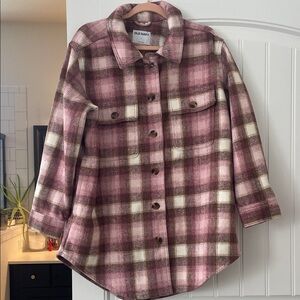 Old Navy Mauve Plaid Button-Up Shacket